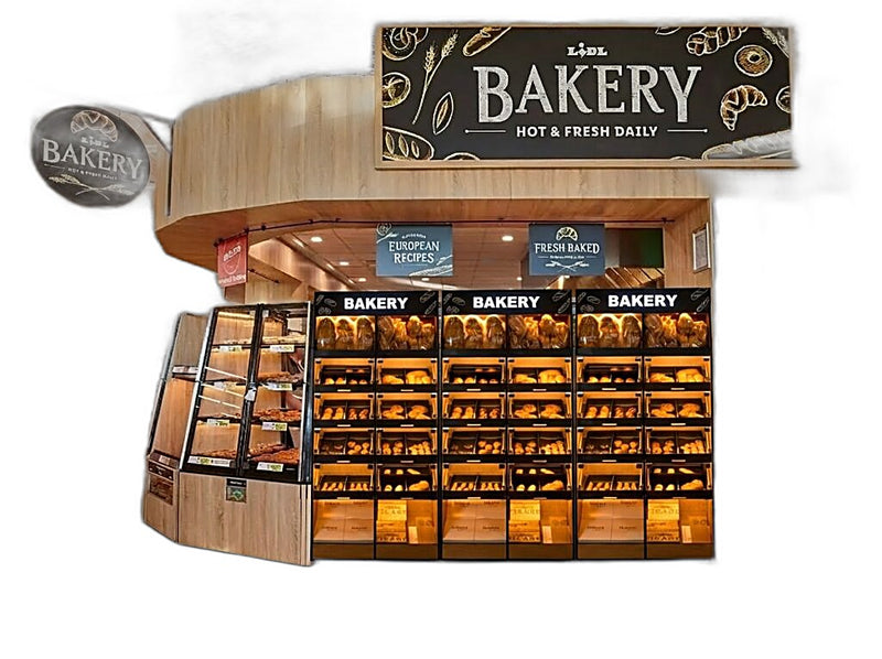 Palram Bakery Backwall Gondola Display System (3-Unit Set) with Open Compartments & Storage – 120"W Total (3 × 40"W x 78"H x 20"D, Up to 72 SKU Capacity) - Donut-Equipment.com