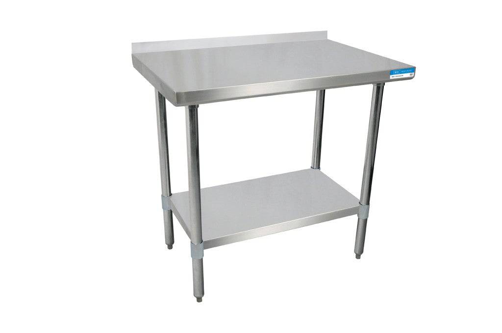 72" X 30" T-430 18 GA Table Stainless Steel Top, Shelf and Legs - Donut-Equipment.com