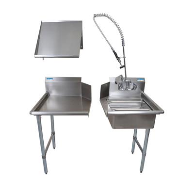 BK Resources 48" Right-Side Rinse Table Kit, 16-Gauge Stainless Steel - Donut-Equipment.com