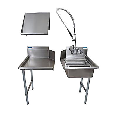 BK Resources 48" Right-Side Rinse Table Kit, 16-Gauge Stainless Steel - Donut-Equipment.com