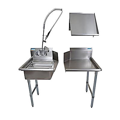 BK Resources 72" Left-Side Rinse Table Kit, 16-Gauge Stainless Steel - Donut-Equipment.com