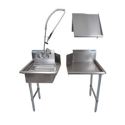 BK Resources 72" Left-Side Rinse Table Kit, 16-Gauge Stainless Steel - Donut-Equipment.com