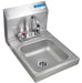 BK Resources Space Saver Stainless Steel Hand Sink with Faucet – 9" x 9" Bowl • 2-Hole Design • Compact Commercial Use - Donut-Equipment.com