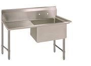 BK Resources Stainless Steel 1 Compartment Sink w/ 10" Riser & Left Drainboard – 20"L x 16"W x 14"D Bowl - Donut-Equipment.com