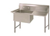 BK Resources Stainless Steel 1 Compartment Sink w/ 10" Riser & Right Drainboard – 20"L x 16"W x 14"D Bowl - Donut-Equipment.com