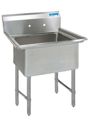 BK Resources Stainless Steel 1 Compartment Sink w/ 10" Riser – 24"L x 24"W x 14"D Bowl - Donut-Equipment.com