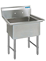 BK Resources Stainless Steel 1 Compartment Sink w/ 10" Riser – 24"L x 24"W x 14"D Bowl - Donut-Equipment.com