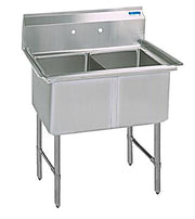 BK Resources Stainless Steel 2 Compartment Sink w/ 10" Riser – 18"L x 18"W x 14"D Bowls - Donut-Equipment.com