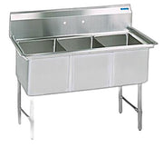 BK Resources Stainless Steel 3 Compartment Sink w/ 10" Riser – 20"L x 16"W x 14"D Bowls - Donut-Equipment.com