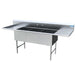 BK Resources Stainless Steel 3 Compartment Sink w/ 10" Riser & Drainboards – 24"L x 18"W x 14"D Bowls - Donut-Equipment.com