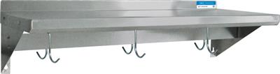 BK Resources 12" x 84" Stainless Steel T-430 18 Gauge Wall Shelf with Pot Rack - Donut-Equipment.com