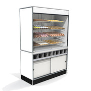 Jahabow Bakery White Wall Display Case 58.5"L x 24"D x 83.5"H – Aluminum, Tempered Glass, w/ 4 Shelves, Non-Refrigerated - Bakery Wholesalers