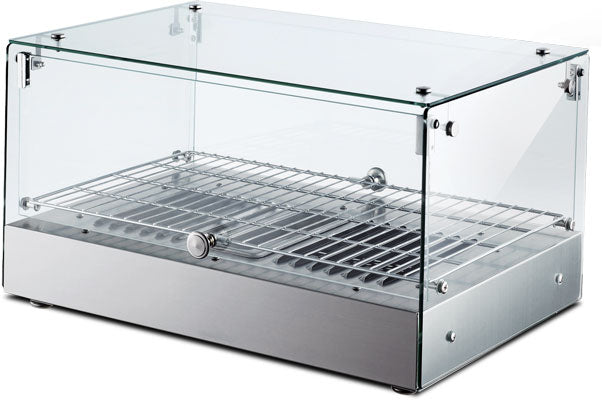 Omcan 22″ Countertop Display Warmer with Square Glass Front – 1.2 Cu. Ft. (35L) Single-Shelf Self-Service & Full-Service Heated Merchandiser Display Case