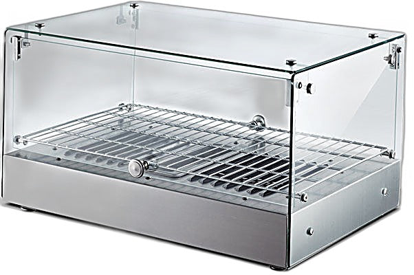 Omcan 22″ Countertop Display Warmer with Square Glass Front – 1.2 Cu. Ft. (35L) Single-Shelf Self-Service & Full-Service Heated Merchandiser Display Case