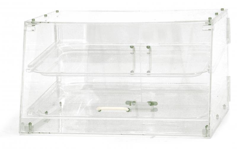 Omcan Acrylic Display Case with 2 Trays – Clear Countertop Bakery & Pastry Display Case