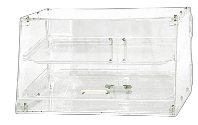 Omcan Acrylic Display Case with 2 Trays – Clear Countertop Bakery & Pastry Display Case