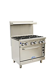 Comstock-Castle CCR6-C 36" Gas Restaurant Range, 6 Open Burners, 2 Standard Ovens, Stainless Steel Front, Adjustable Legs, 211,000 BTU - Bakery Wholesalers