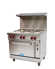 Comstock-Castle CS-ER36-208 36" Electric Restaurant Range, Thermostat Controls, Adjustable Feet, Stainless Steel Construction, 208V, 2.6 kW - Bakery Wholesalers