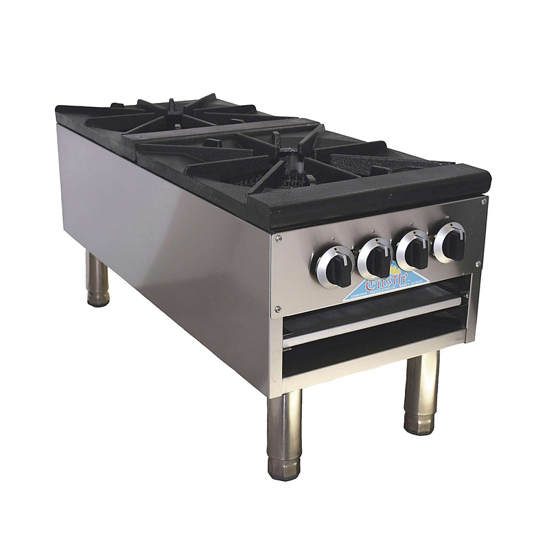 Comstock-Castle CCSP2-160K 18" Gas Stock Pot Range, 2 Double Burners, Cabinet Base, 160,000 BTU, Stainless Steel Front - Bakery Wholesalers