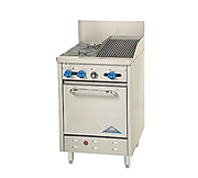 Comstock-Castle F318-1RB 24" Gas Restaurant Range, 2 Open Burners, 12" Radiant Broiler, Single Standard Oven, Stainless Steel Front, 98,000 BTU - Bakery Wholesalers