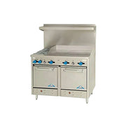 Comstock-Castle F3226-48 60" Gas Restaurant Range, 2 Open Burners, 48" Griddle, 2 Standard Ovens, Stainless Steel Front, 210,000 BTU - Bakery Wholesalers