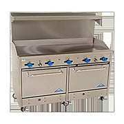 Comstock-Castle F3226-60 60" Gas Restaurant Range, 60" Griddle, 2 Standard Ovens, Stainless Steel Front, 160,000 BTU - Bakery Wholesalers