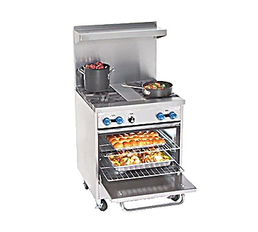 Comstock-Castle F326 30" Gas Restaurant Range, 4 Open Burners, Single Standard Oven, Stainless Steel Front, 126,000 BTU - Bakery Wholesalers