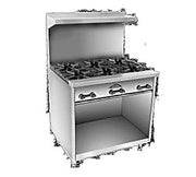Comstock-Castle F33 36" Gas Restaurant Range, 6 Open Burners, Cabinet Base, Stainless Steel Front, 144,000 BTU - Bakery Wholesalers