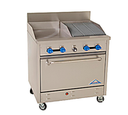 Comstock-Castle F330-18-1.5RB 36" Gas Restaurant Range, 18" Griddle, 18" Radiant Broiler, Single Standard Oven, Stainless Steel Front, 106,000 BTU - Bakery Wholesalers