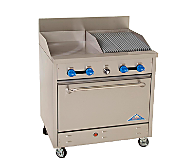 Comstock-Castle F330-18-1.5RB 36" Gas Restaurant Range, 18" Griddle, 18" Radiant Broiler, Single Standard Oven, Stainless Steel Front, 106,000 BTU - Bakery Wholesalers