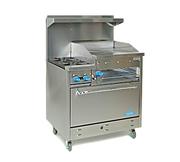 Comstock-Castle F330-24B 36" Gas Restaurant Range, 2 Open Burners, 24" Charbroiler, Single Standard Oven, Stainless Steel Front, 108,000 BTU - Bakery Wholesalers