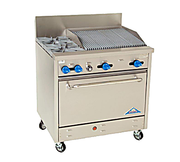 Comstock-Castle F330-2RB 36" Gas Restaurant Range, 2 Open Burners, 24" Radiant Broiler, Single Standard Oven, Stainless Steel Front, 144,000 BTU - Bakery Wholesalers