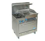 Comstock-Castle F330-36B 36" Gas Restaurant Range, 36" Charbroiler, Single Standard Oven, Stainless Steel Front, 90,000 BTU - Bakery Wholesalers