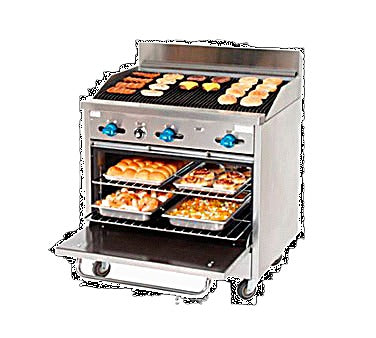 Comstock-Castle F330-3RB 36" Gas Restaurant Range, 36" Radiant Broiler, Single Standard Oven, Stainless Steel Front, 105,000 BTU - Bakery Wholesalers