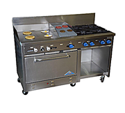 Comstock-Castle F33032-24-1RB 60" Gas Restaurant Range, 4 Open Burners, 24" Griddle, 12" Radiant Broiler, Single Standard Oven, Stainless Steel Front, 191,000 BTU - Bakery Wholesalers