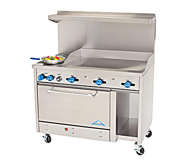 Comstock-Castle F3430-36 48" Gas Restaurant Range, 2 Open Burners, 36" Griddle, Single Standard Oven, Stainless Steel Front, 138,000 BTU - Bakery Wholesalers