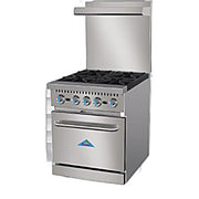 Comstock-Castle R4 24" Gas Restaurant Range, 4 Open Burners, Double Standard Oven, Stainless Steel Front, 150,000 BTU - Bakery Wholesalers