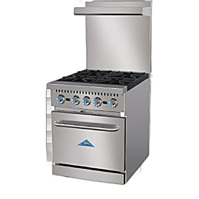 Comstock-Castle R4 24" Gas Restaurant Range, 4 Open Burners, Double Standard Oven, Stainless Steel Front, 150,000 BTU - Bakery Wholesalers