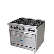 Comstock-Castle R6 36" Gas Restaurant Range, 6 Open Burners, Double Standard Oven, Stainless Steel Front, 210,000 BTU - Bakery Wholesalers