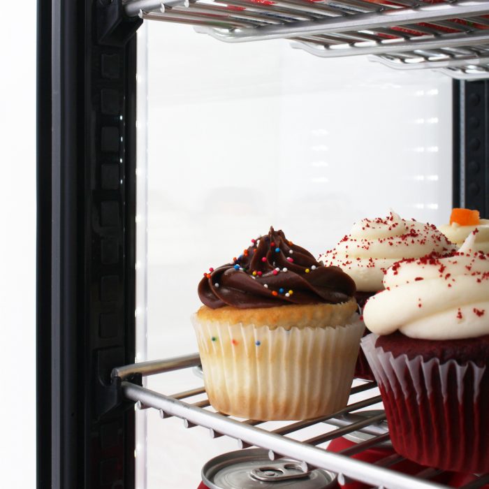 Turbo Air CRT-77-1R-N 17" Diamond Series Glass Sided Countertop Display Refrigerator – One Section, Rear Access, LED Lighting, 115v - Bakery Wholesalers