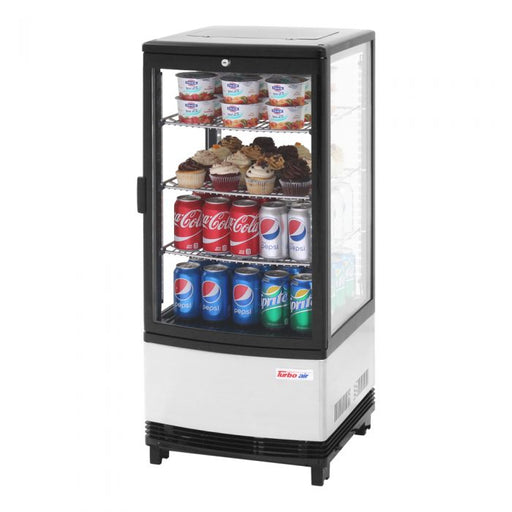Turbo Air CRT-77-1R-N 17" Diamond Series Glass Sided Countertop Display Refrigerator – One Section, Rear Access, LED Lighting, 115v - Bakery Wholesalers