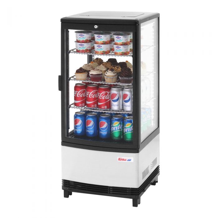 Turbo Air CRT-77-1R-N 17" Diamond Series Glass Sided Countertop Display Refrigerator – One Section, Rear Access, LED Lighting, 115v - Bakery Wholesalers