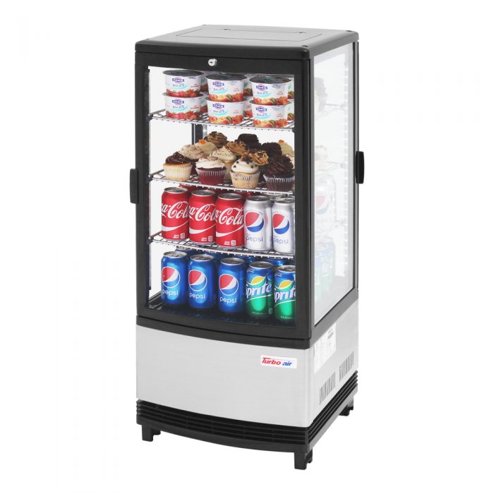 Turbo Air CRT-77-2R-N 17" Diamond Series Countertop Display Refrigerator – Pass-Thru Access, Swing Doors, Stainless Steel Finish, 115v - Bakery Wholesalers