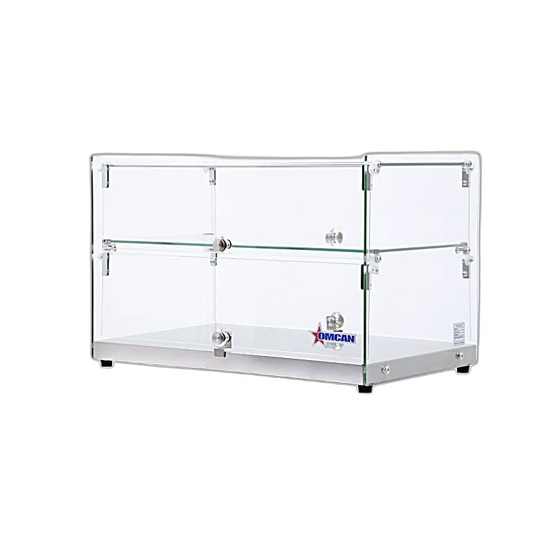 Omcan 22" Countertop Food Display Case with Square Front Glass – 50L Capacity Bakery & Pastry Merchandiser Display Case