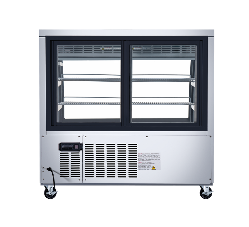 Omcan 47″ Floor Refrigerated Display Case – 18 Cu. Ft. (508L), Two-Shelf Stainless Steel Bakery & Merchandising Display Cooler