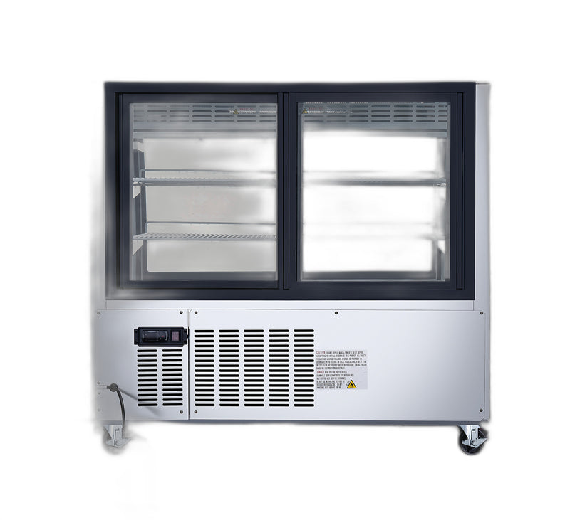 Omcan 47″ Floor Refrigerated Display Case – 18 Cu. Ft. (508L), Two-Shelf Stainless Steel Bakery & Merchandising Display Cooler