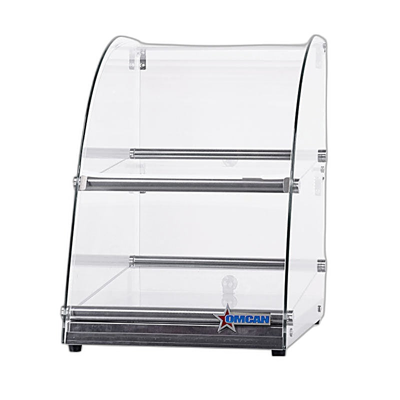 Omcan 14" Countertop Food Display Case with Curved Front Glass – 70L Capacity Bakery & Pastry Merchandiser Display Case