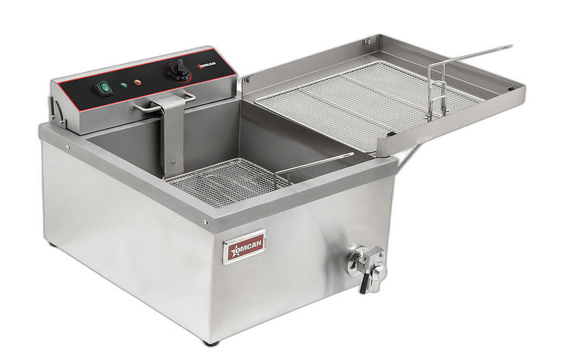 Omcan 25 lb (3 Gal) Oil Capacity Countertop Donut & Funnel Cake Electric Fryer – 1700W, 120V Commercial Fryer for Bakeries, Concession Stands & Foodservice Kitchens