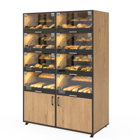 Palram Bakery Display Endcap with Illuminated Compartments & Storage Cabinet – 40"W x 60"H x 20"D - Donut-Equipment.com