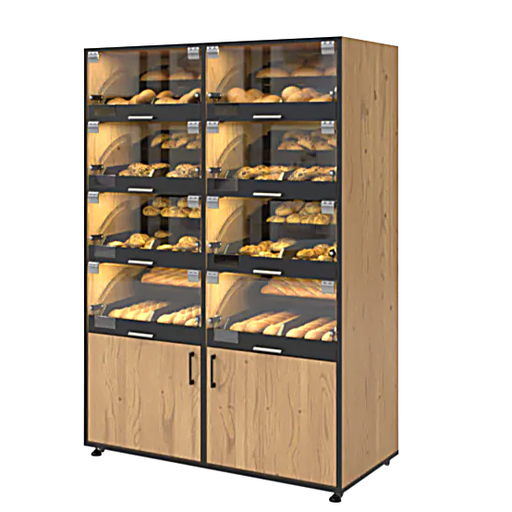 Palram Bakery Display Endcap with Illuminated Compartments & Storage Cabinet – 40"W x 60"H x 20"D - Donut-Equipment.com